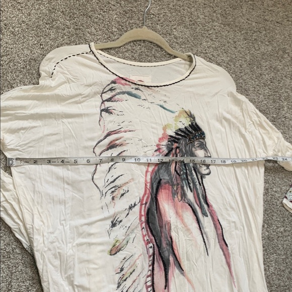 Double D Ranch Native American Graphic Fringe Hem Long Sleeve Shirt - Picture 9 of 10